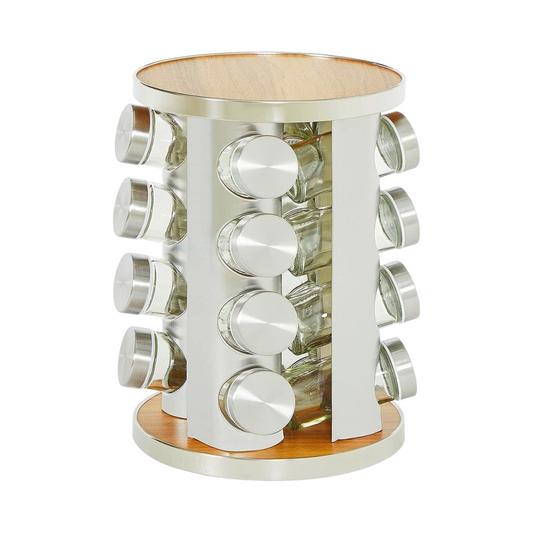 Rotating Spice Rack With Empty Refillable Bottles