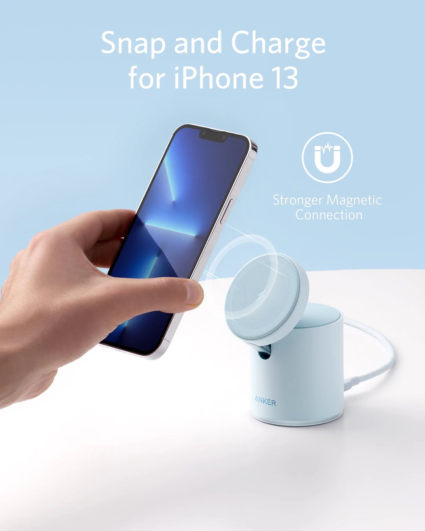 Magnetic Wireless Charger (blue) - Anker