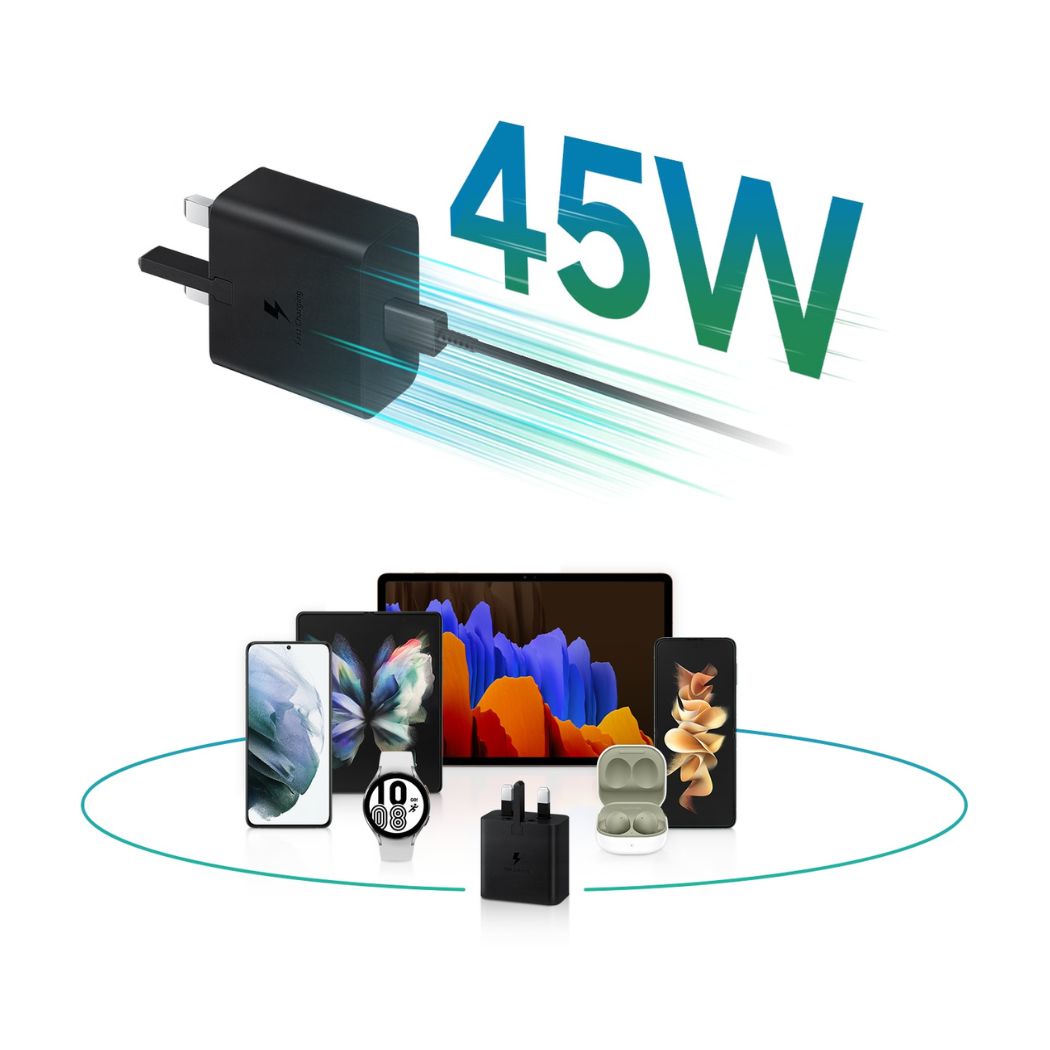 محوّل طاقة سامسونج بقدرة 45 واط مع كابل تايب-سي