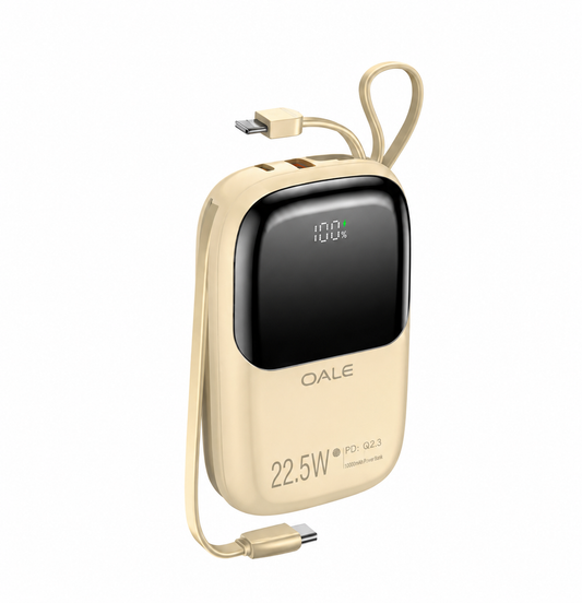 OALE 10000mAh 22.5W Power Bank with Built-in Cables