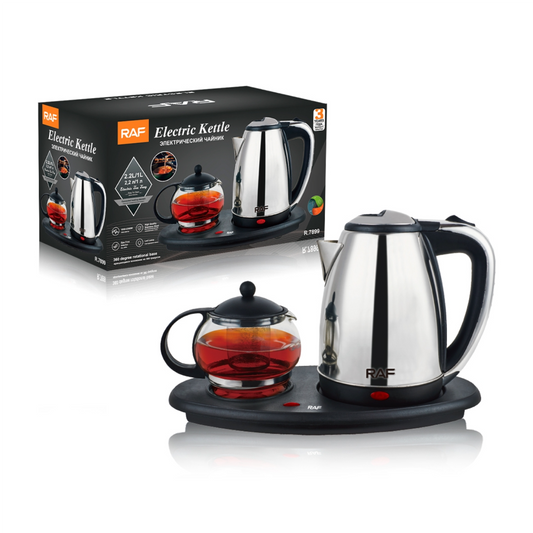 RAF 2 in 1 Electric Kettle & Glass Teapot Set-1800W