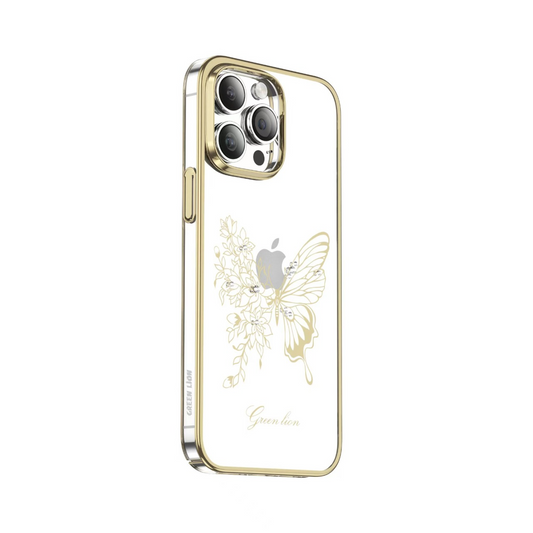 Protective Case Butterfly decoration For iPhone  14 Pro  - Green Lion