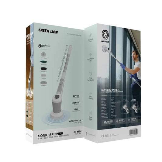 Green Lion Sonic Spinner 5-in-1 Electric Spin Scrubber with Telescopic Handle