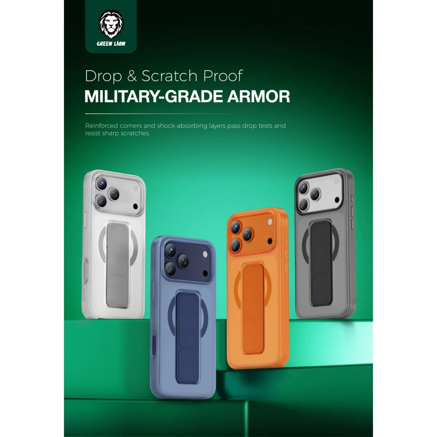 Green Lion iPhone 17 Pro Max Grip 360 MagSafe Case