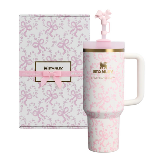 Stanley Holiday Quencher H20 FlowState Tumbler 40oz- Coquette Bow Chantilly