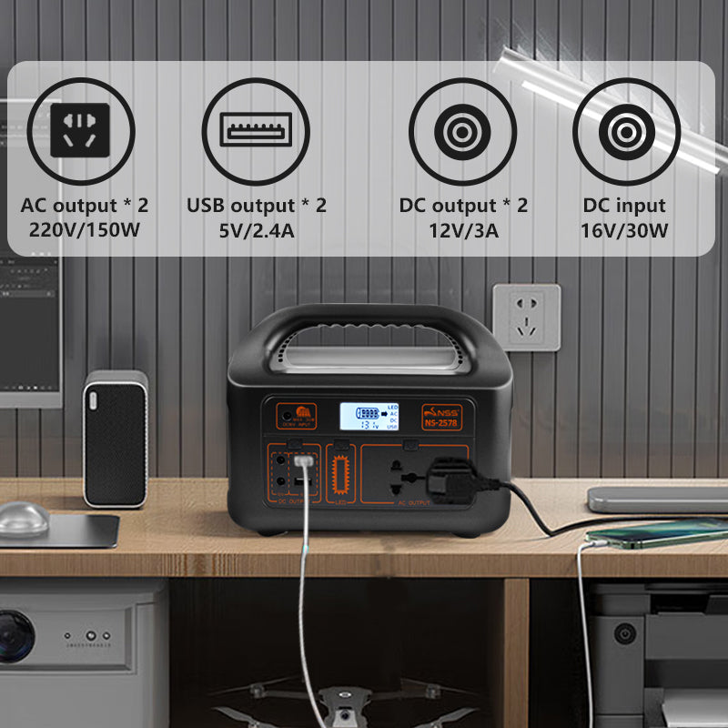 Portable Power Station 150W with Power Outlet and 2 USB Ports