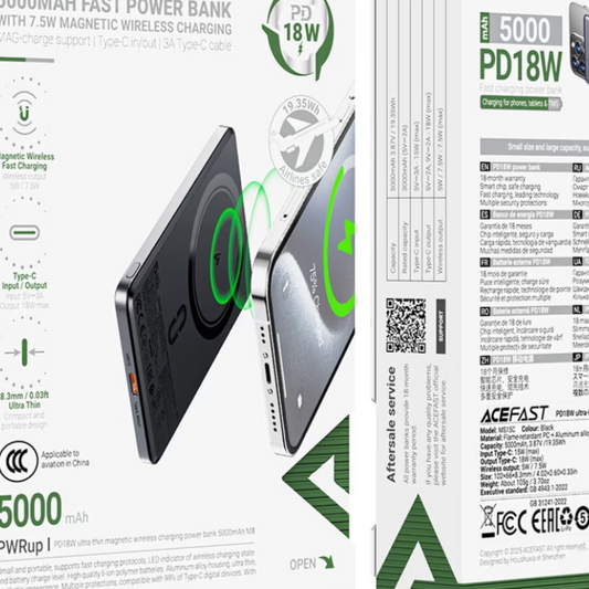 ACEFAST M8 Slim Magnetic Wireless Power Bank 5000mAh