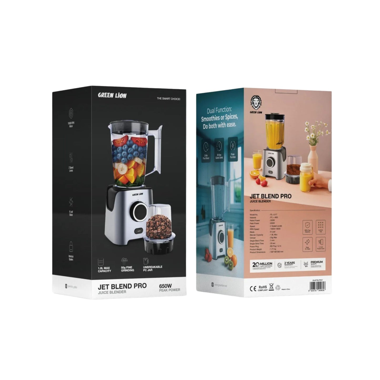 Jet Blend Pro 650W Smoothie & Juice Blender-Green Lion