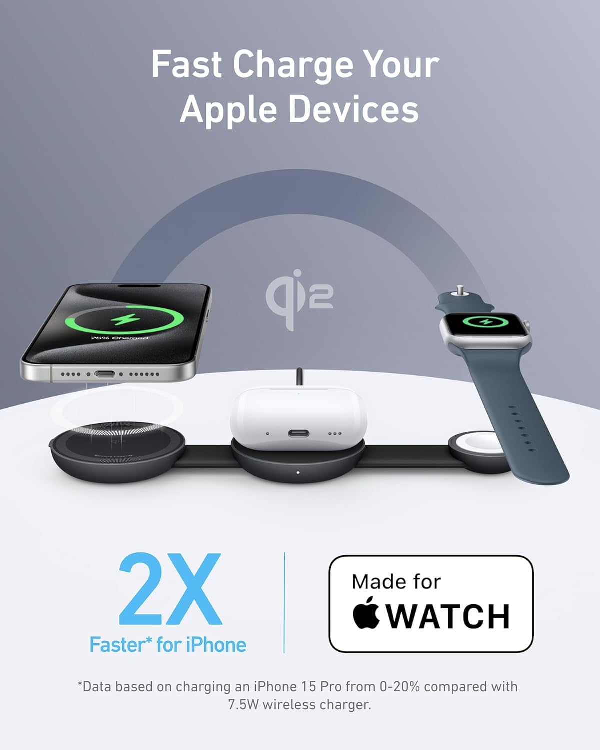 محطة شحن لاسلكية 3 في 1 ماج جو - أنكر