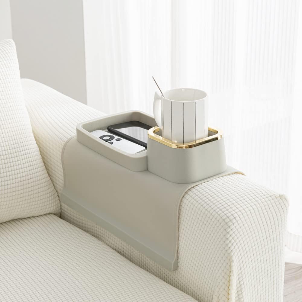 Silicone Drink Holder And Tray For Couch Armrest