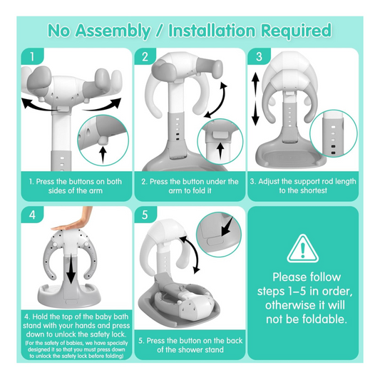 Adjustable Baby Bath Support Stand with Anti-Slip Base