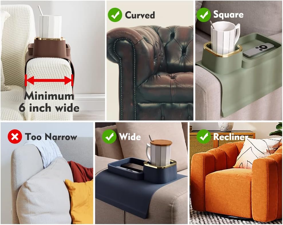 Silicone Drink Holder And Tray For Couch Armrest