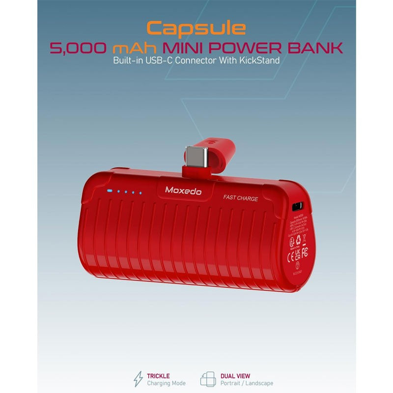 Power Bank Mini Capsule 5,000 mAh with TYPE-C Connector - Moxedo