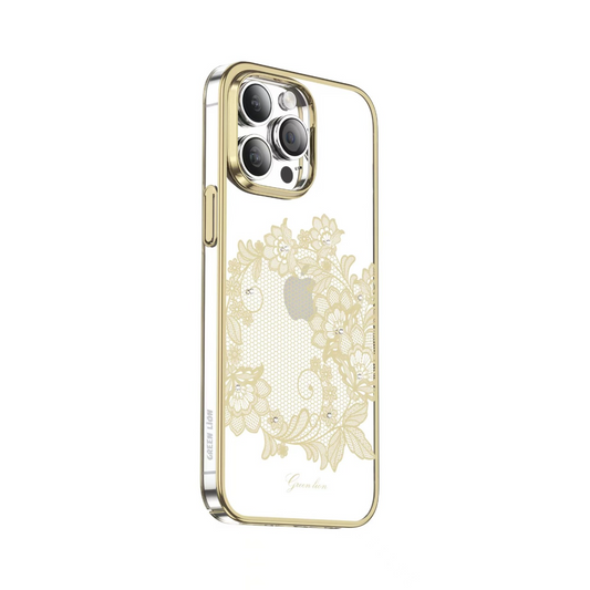 Protective Case Nature Garland decoration For iPhone  14 Pro   - Green Lion