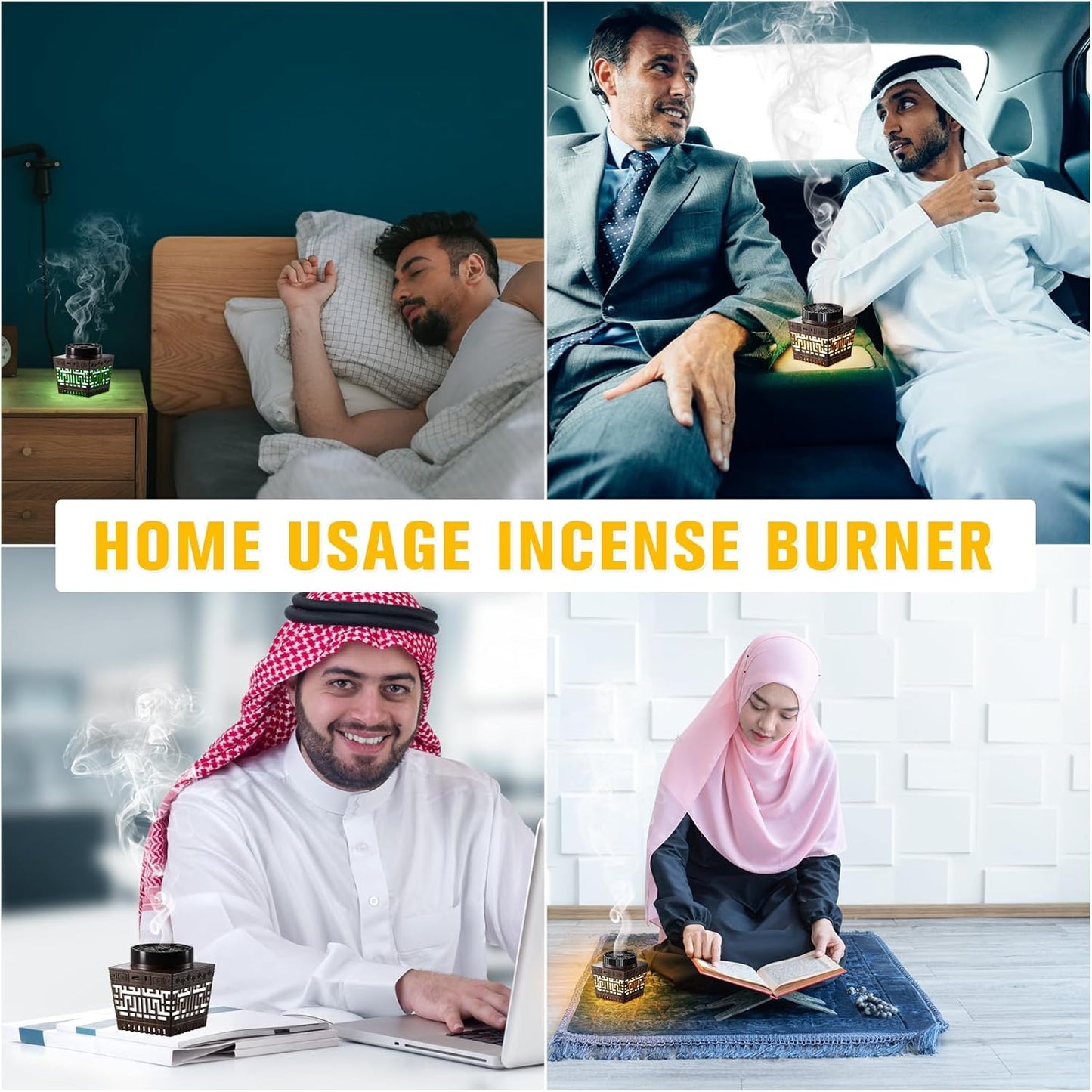 Mini Incense Burner Bakhoor - Portable Rechargeable With Remote