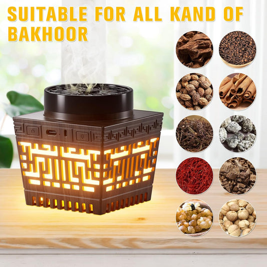 Mini Incense Burner Bakhoor - Portable Rechargeable With Remote