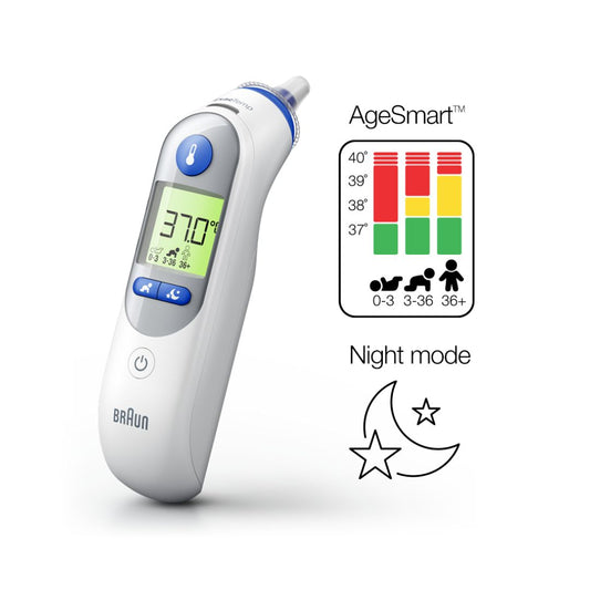جهاز كشف الحرارة 7 بلس  عن طريق الأذن (ابيض) - براون