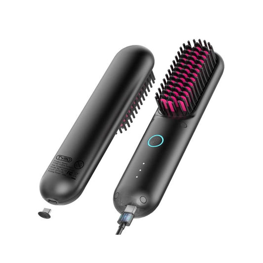 Cordless Portable Hair Straightening Brush (Black) - Tymo