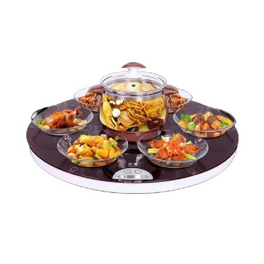 Electric Rotating Food Warmer Heating Plate With Dishes