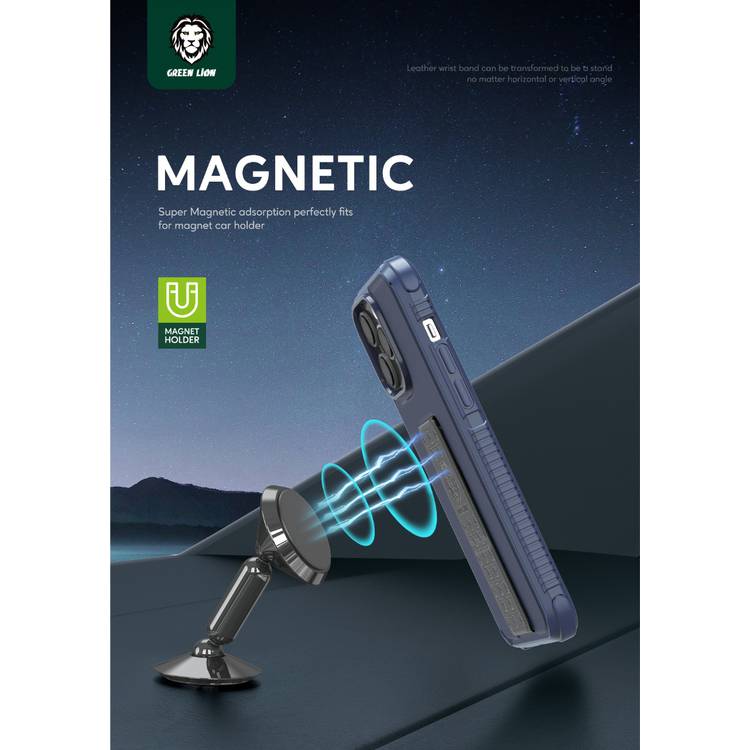 Leather Case With Band Stand for iPhone 14 Pro Max - Green Lion