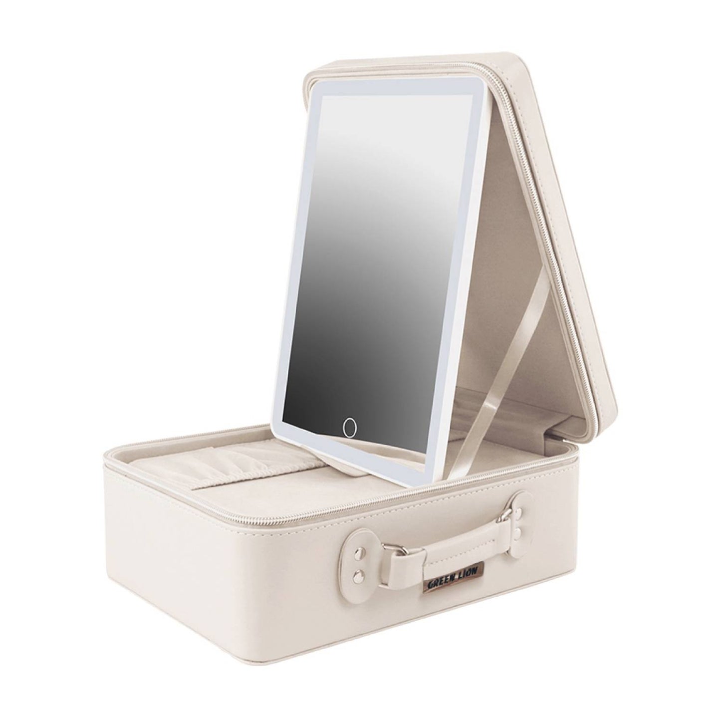 Travel Makeup Bag with Lighted Mirror from Green Lion-white