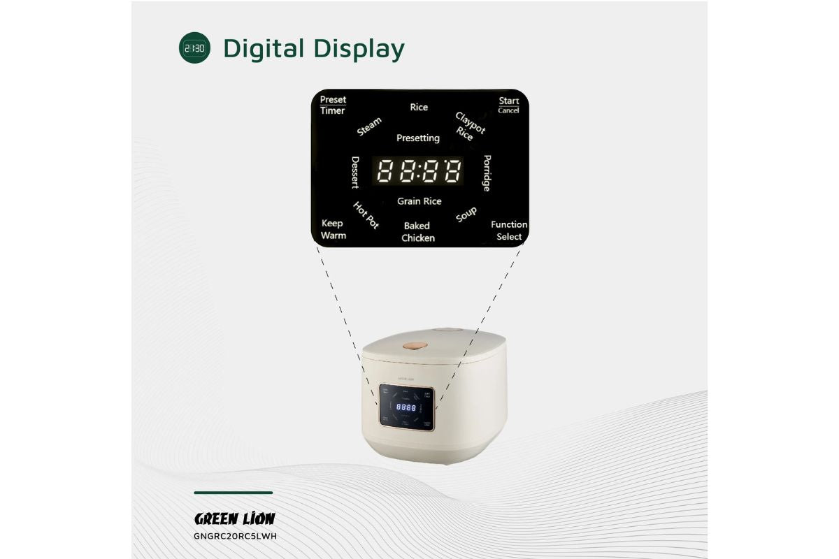 Digital Rice Cooker 5L - Green Lion