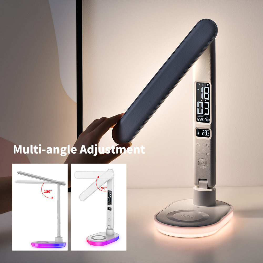 Smart Clock Desk Lamp with Wireless Charger