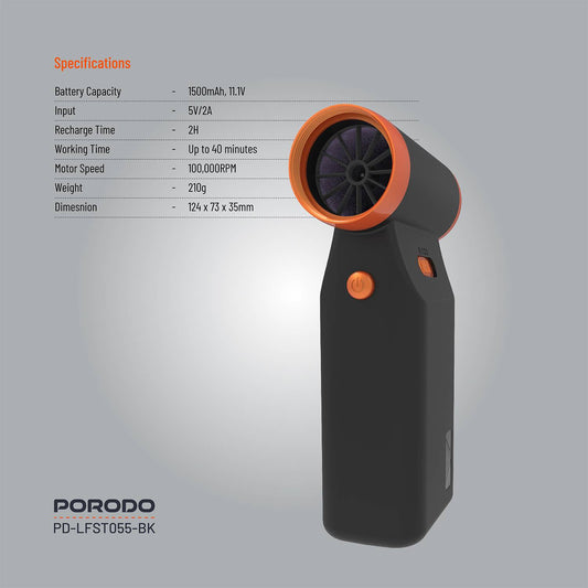 Porodo Lifestyle Turbo Blower 110K RPM - Black
