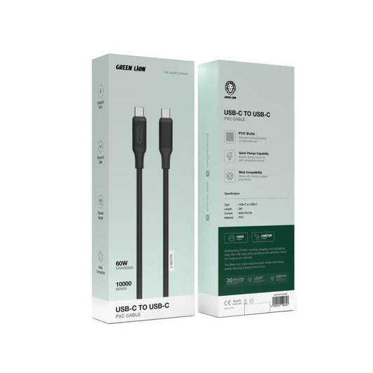 Cable TYPE-C To TYPE-C 2M PVC- Green lion