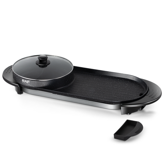 Electric BBQ Grill Baking Pan& Double Hot Pot