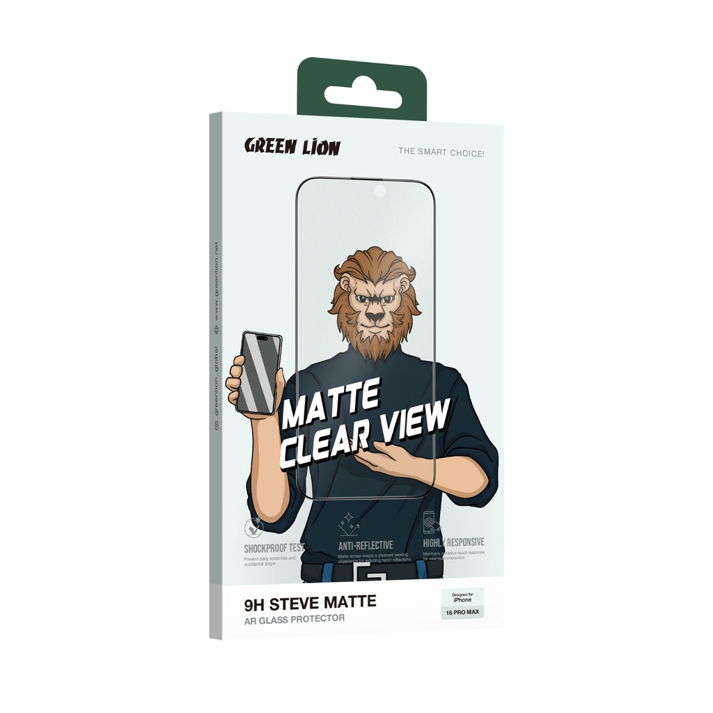 Green Lion 9H Steve Glass Protector for iPhone 16 Pro Max