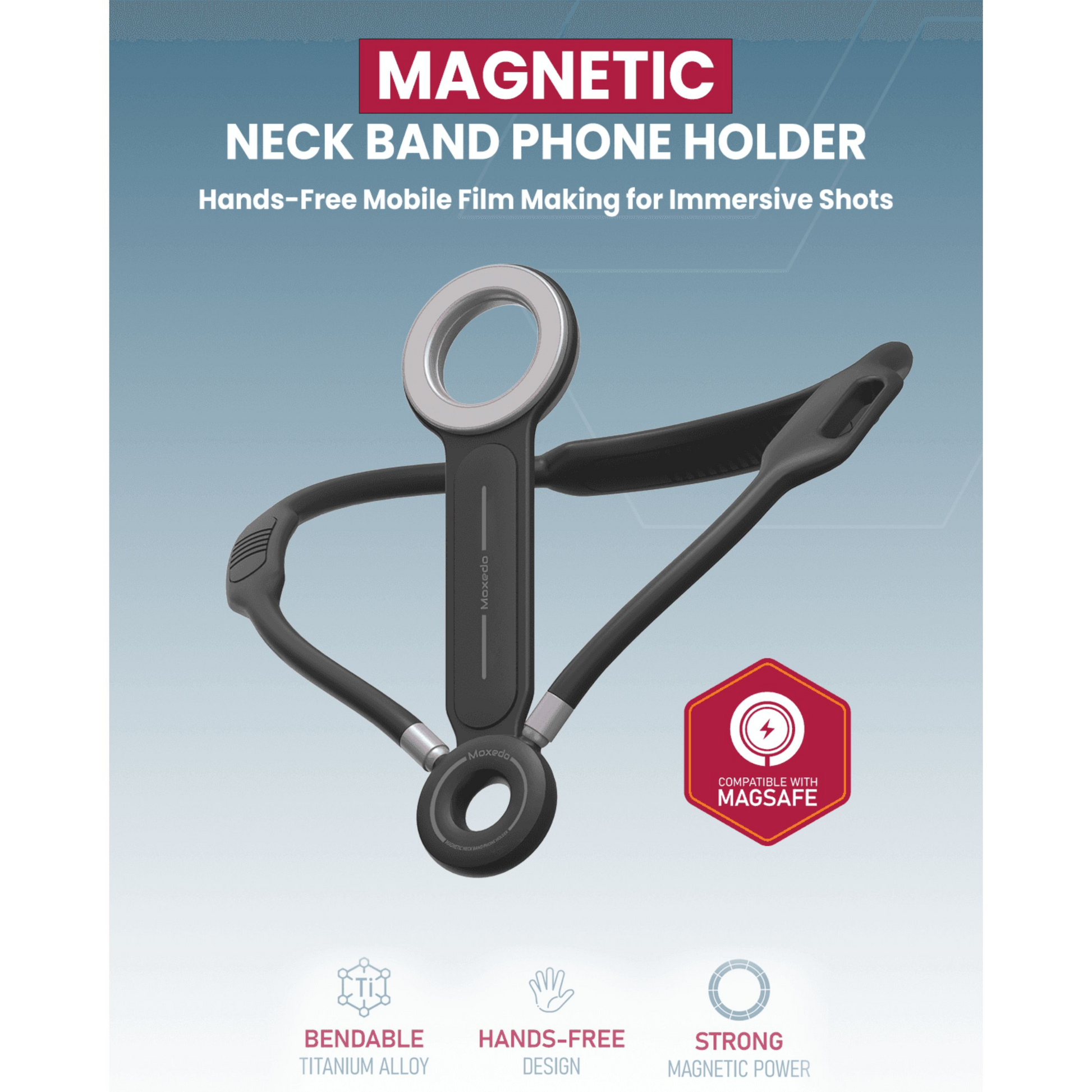 Moxedo Magnetic Neck Band Adjustable Phone Mount Moxedo Magnetic Neck Band Adjustable Phone Mount