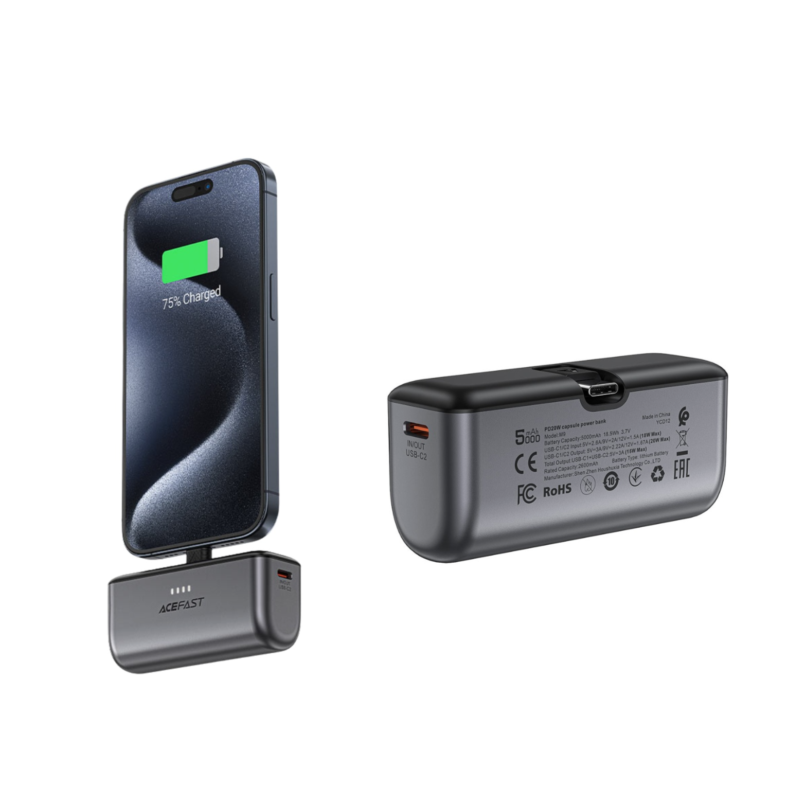 بنك طاقة صغير من ACEFAST للشحن السريع بسعة 5000mAh بنك طاقة صغير من ACEFAST للشحن السريع بسعة 5000mAh