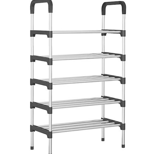 Metal Shoe Organizer With 6 Shelves In Black