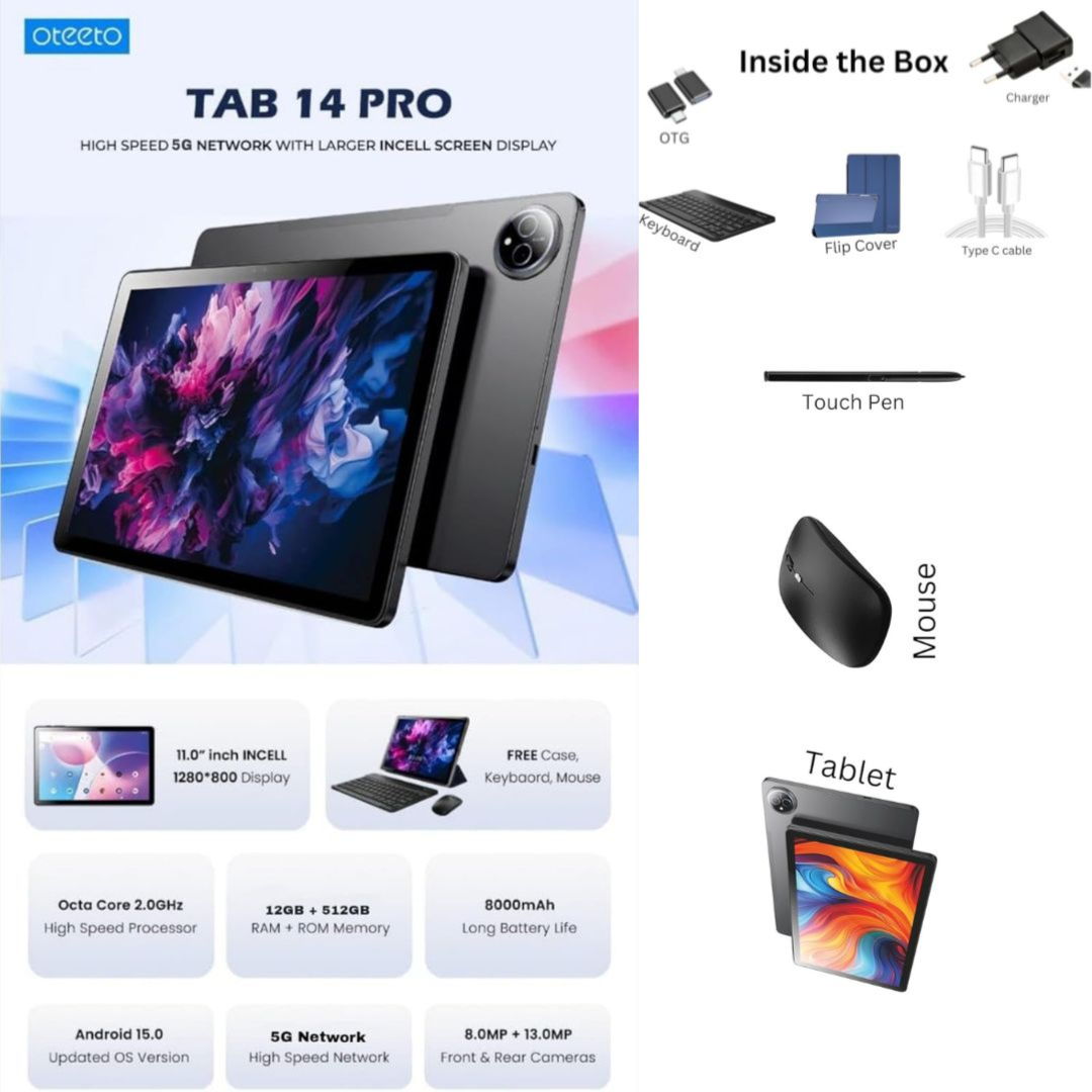 Oteeto Tab 14 Pro Android Tablet