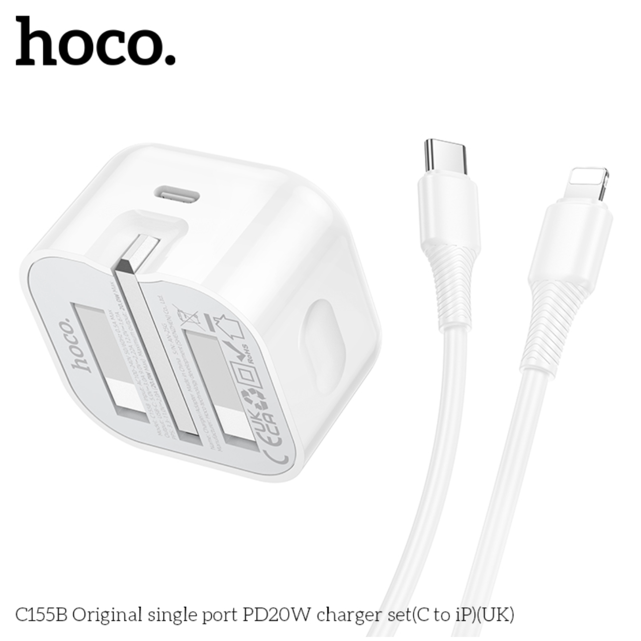 محول شحن سريع Hoco بقوة 20 واط USB-C إلى Lightning مع كابل بطول 1 متر محول شحن سريع Hoco بقوة 20 واط USB-C إلى Lightning مع كابل بطول 1 متر