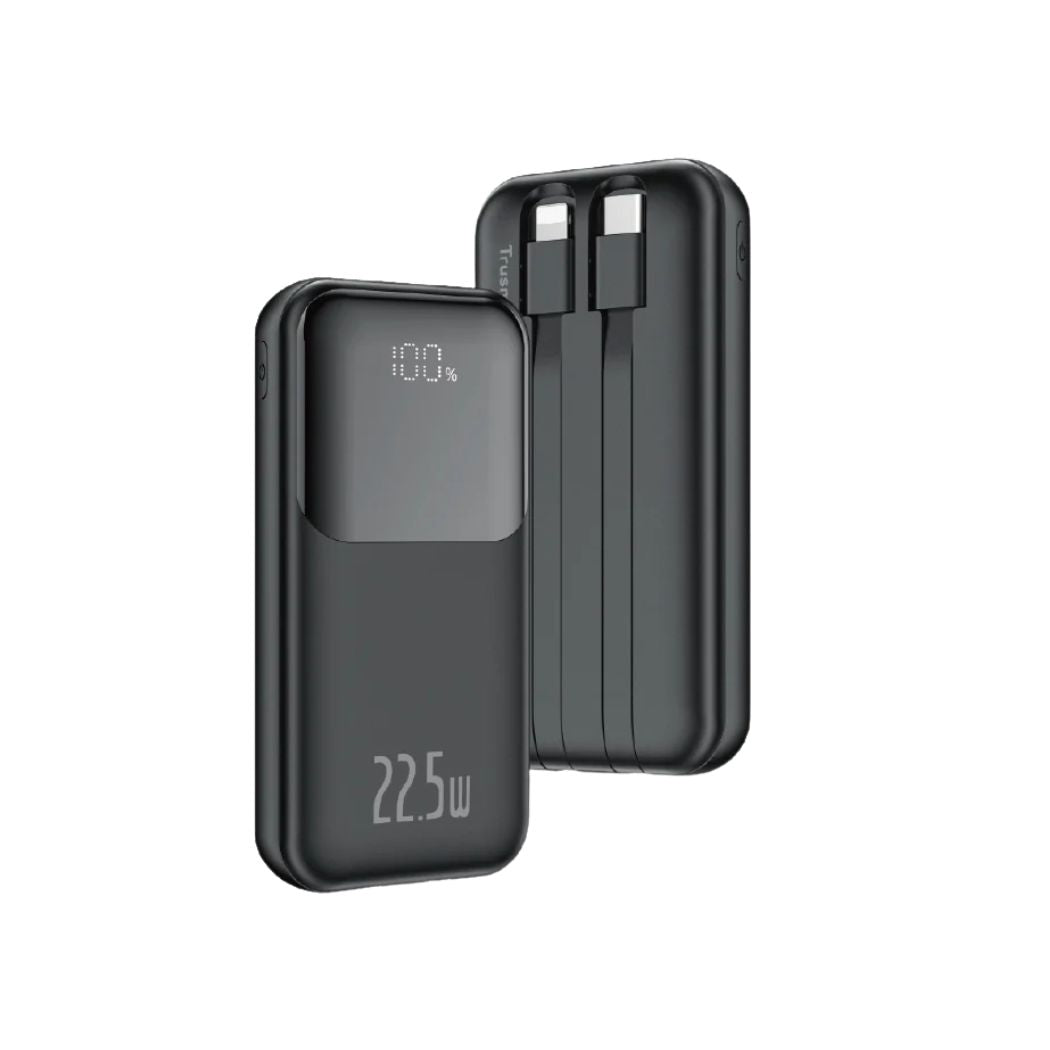 Ultra Mini 10000mAh Power Bank with dual attached cables