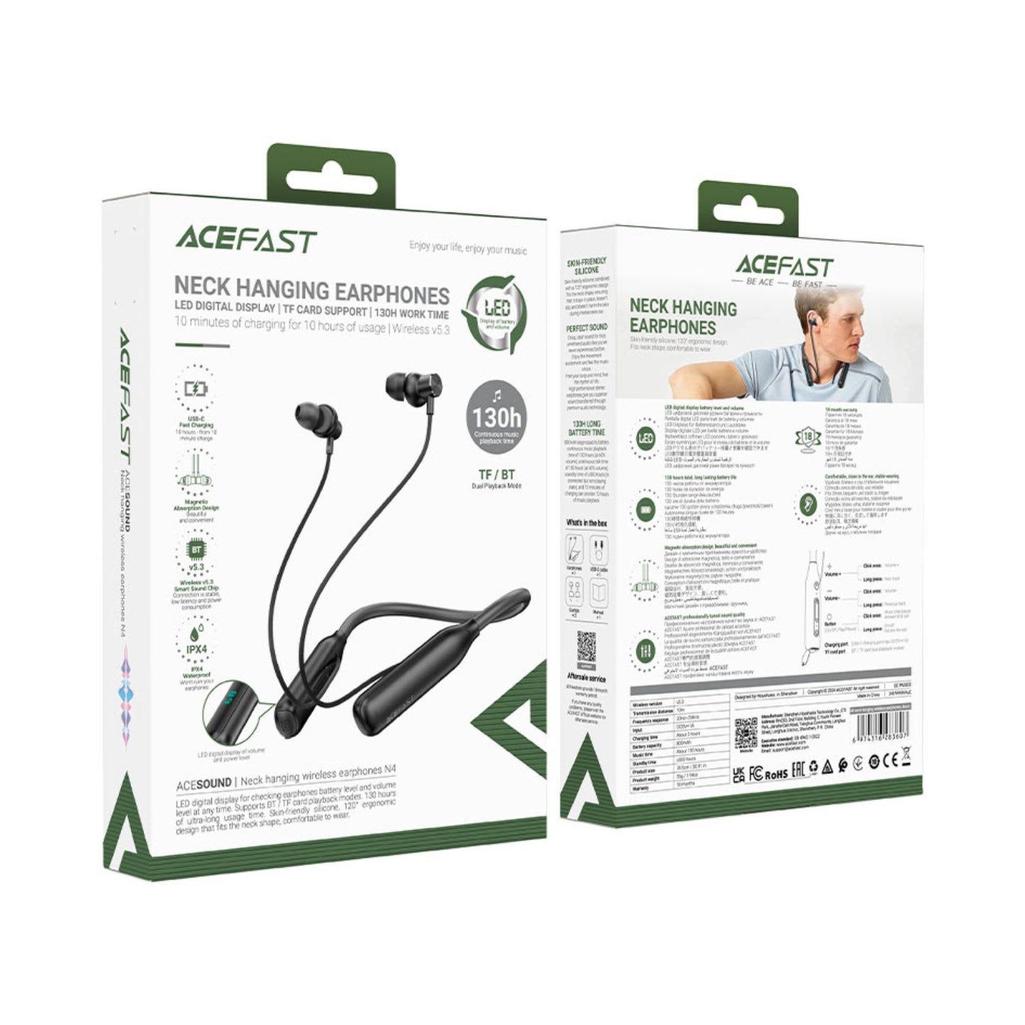 سماعات أذن لاسلكية حول الرقبة ACEFAST N4