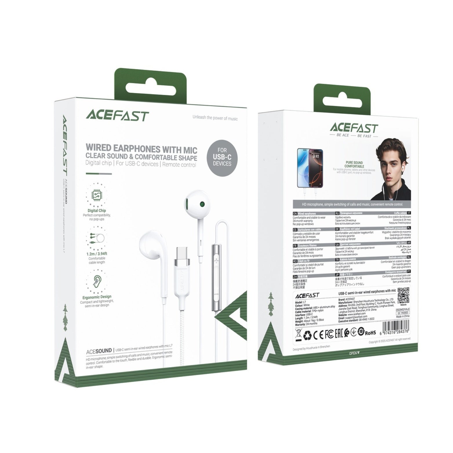 سماعات ACEFAST L7 USB-C شبه داخل الأذن مع ميكروفون سماعات ACEFAST L7 USB-C شبه داخل الأذن مع ميكروفون