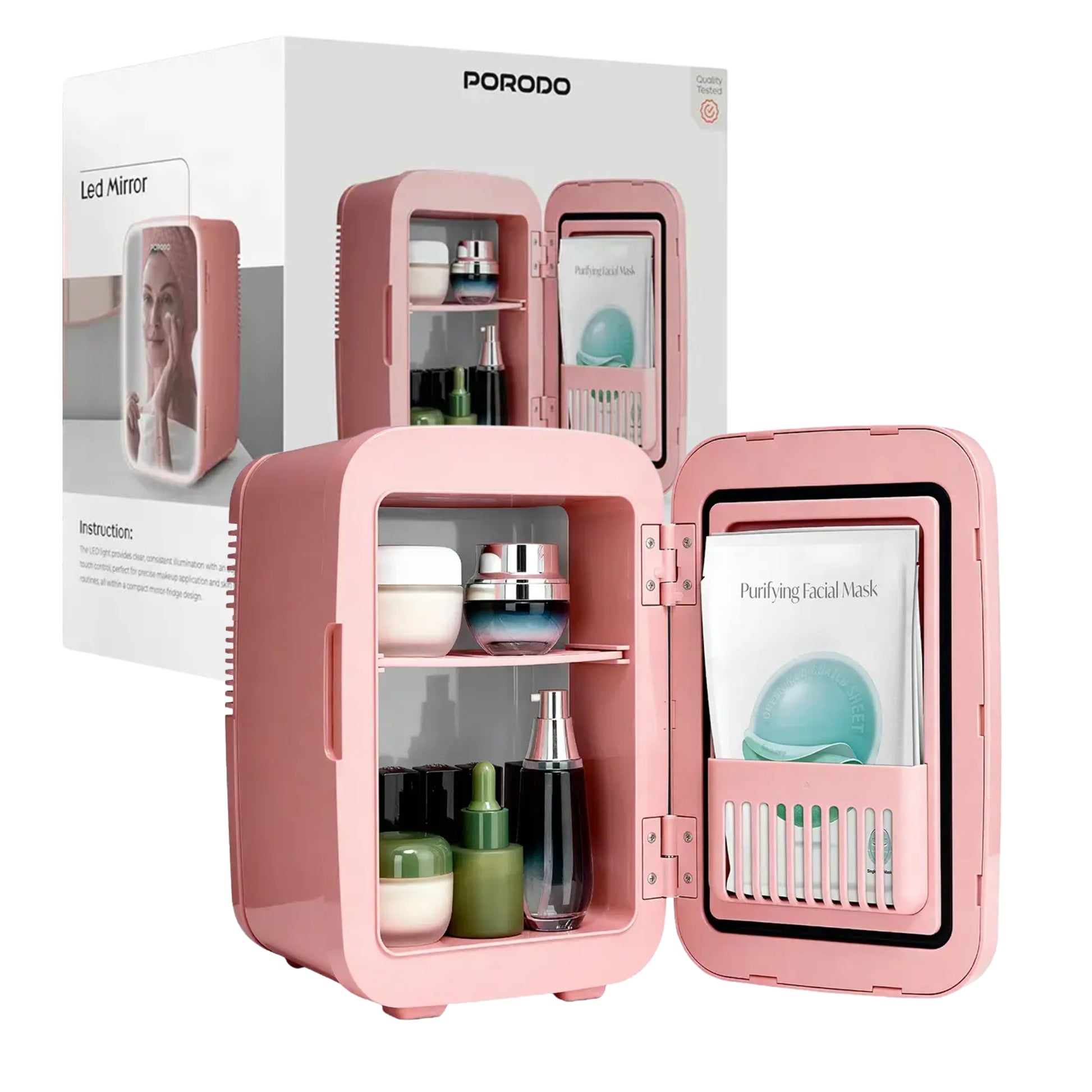 Porodo Frostlite Mini Makeup Fridge with LED Mirror-4L
