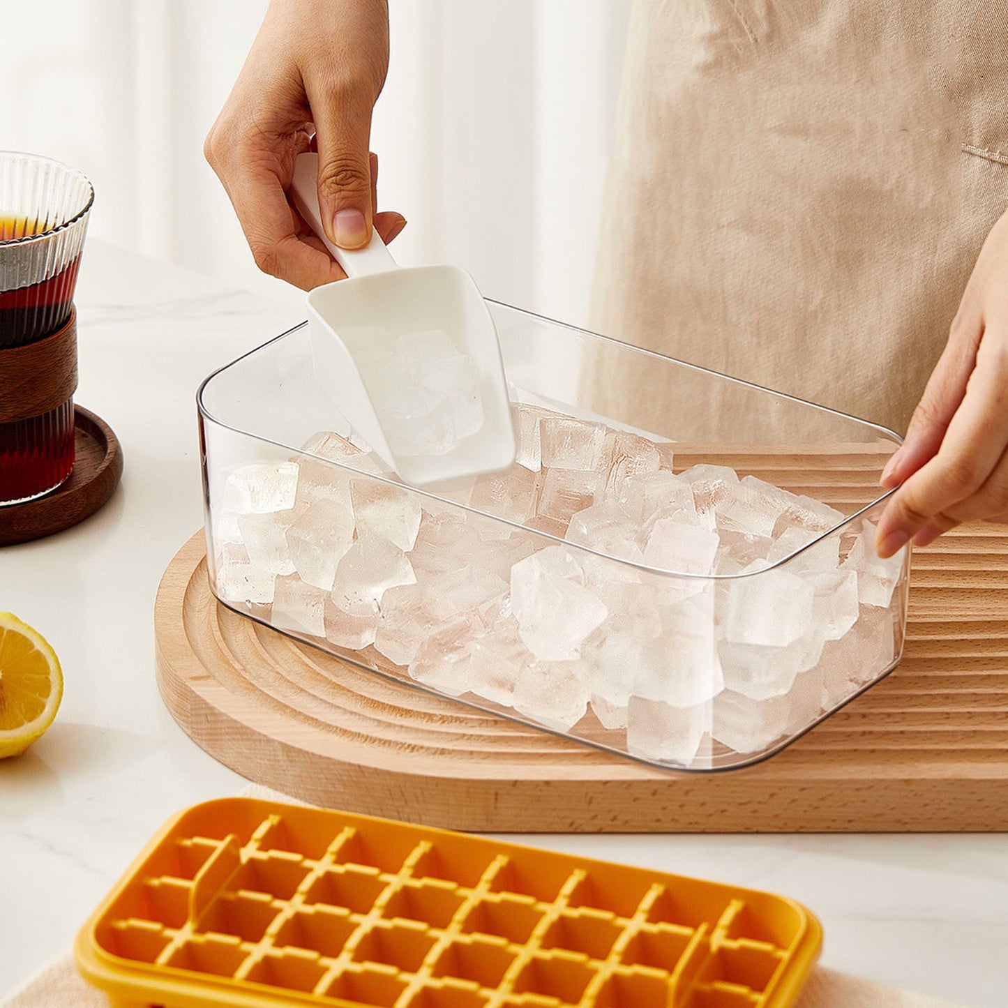 Easy Release Ice Cube Tray With Storage Box