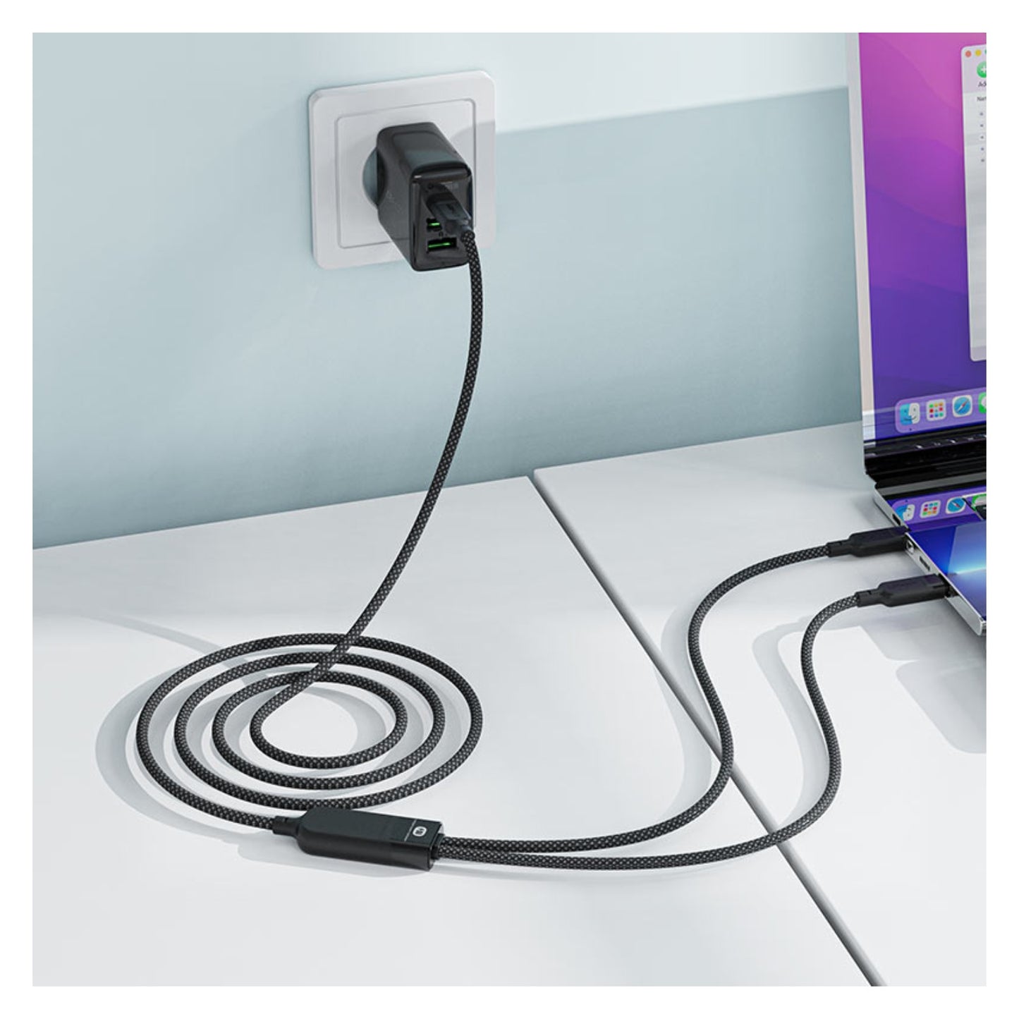 ACEFAST كابل USB-C إلى USB-C مزدوج 100W - طول 1.2 متر