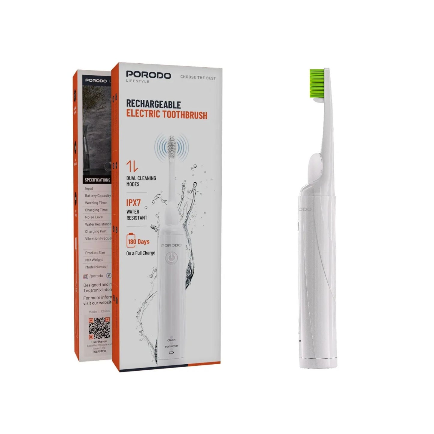 فرشاة أسنان كهربائية قابلة لإعادة الشحن من بورودو