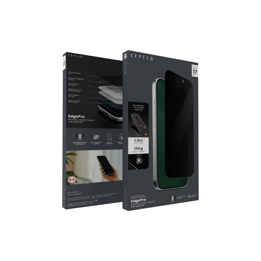 Levelo Edge Pro Privacy Screen Protector for iPhone 17 Pro Max