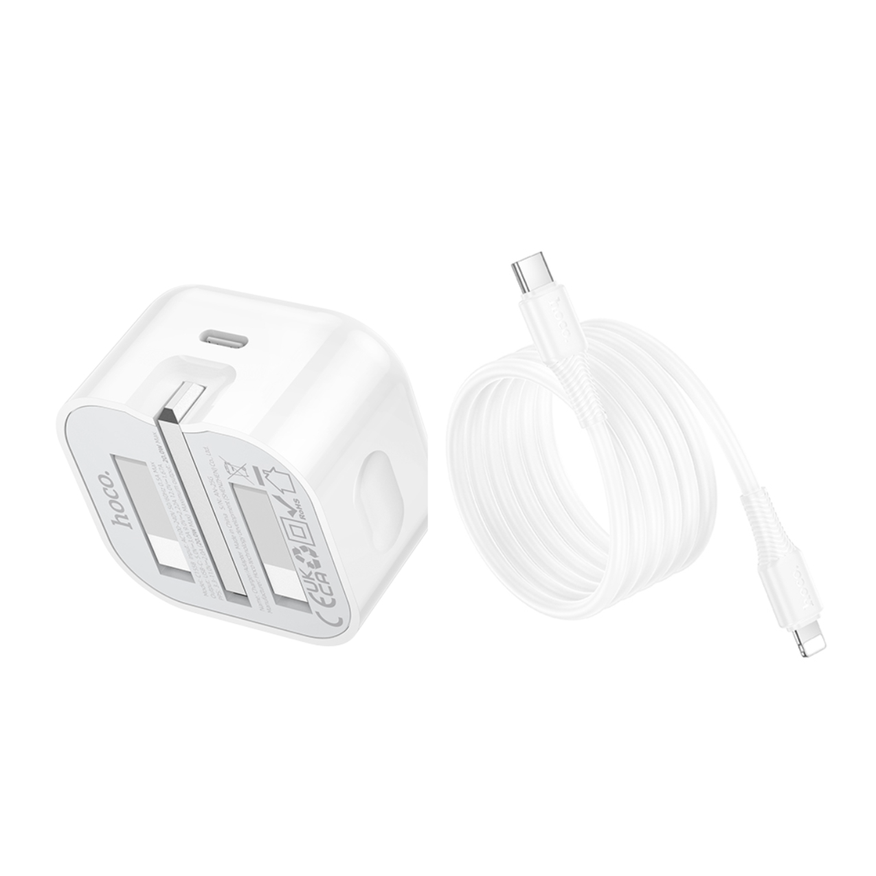 محول شحن سريع Hoco بقوة 20 واط USB-C إلى Lightning مع كابل بطول 1 متر محول شحن سريع Hoco بقوة 20 واط USB-C إلى Lightning مع كابل بطول 1 متر