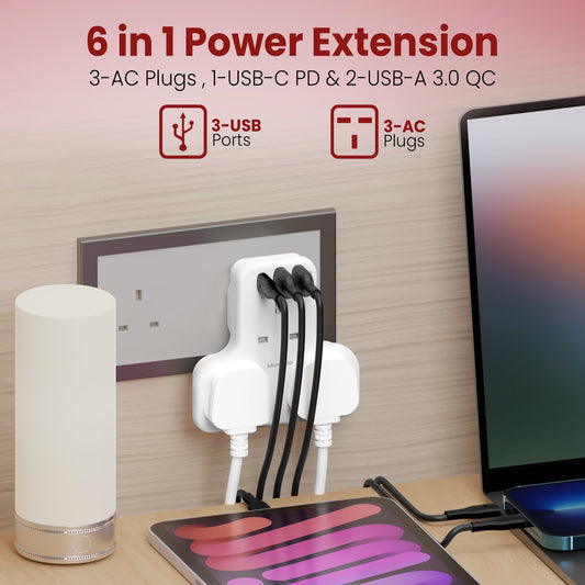 Moxedo 6 in 1 UK-Plug Power Adapter