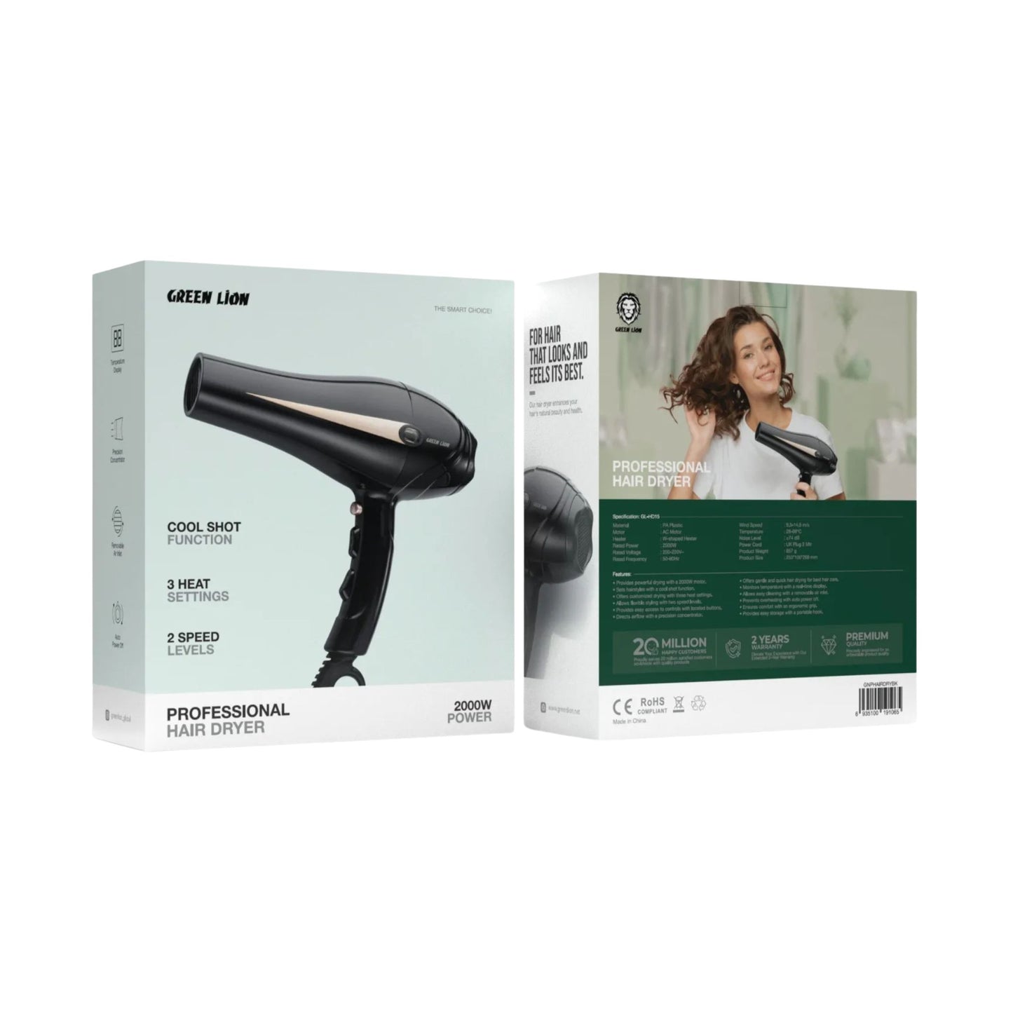 Professional Hair Dryer 2000W-Green Lion