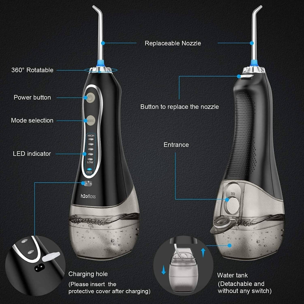H2OFloss Water Flosser-5 Modes 300ml USB Rechargeable