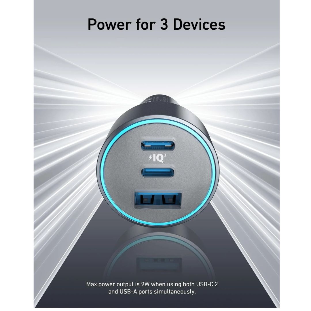 67W Triple-Port Car Charger With USB-C Cable-Anker