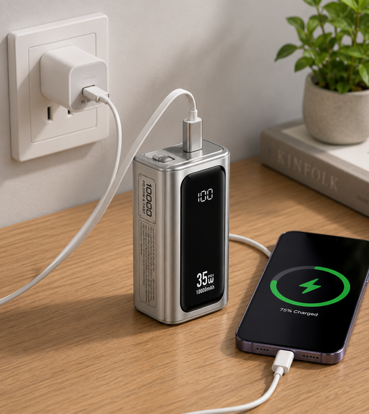 XUNDD PD 35W 10000mAh Power Bank with Built-in USB-C Cable